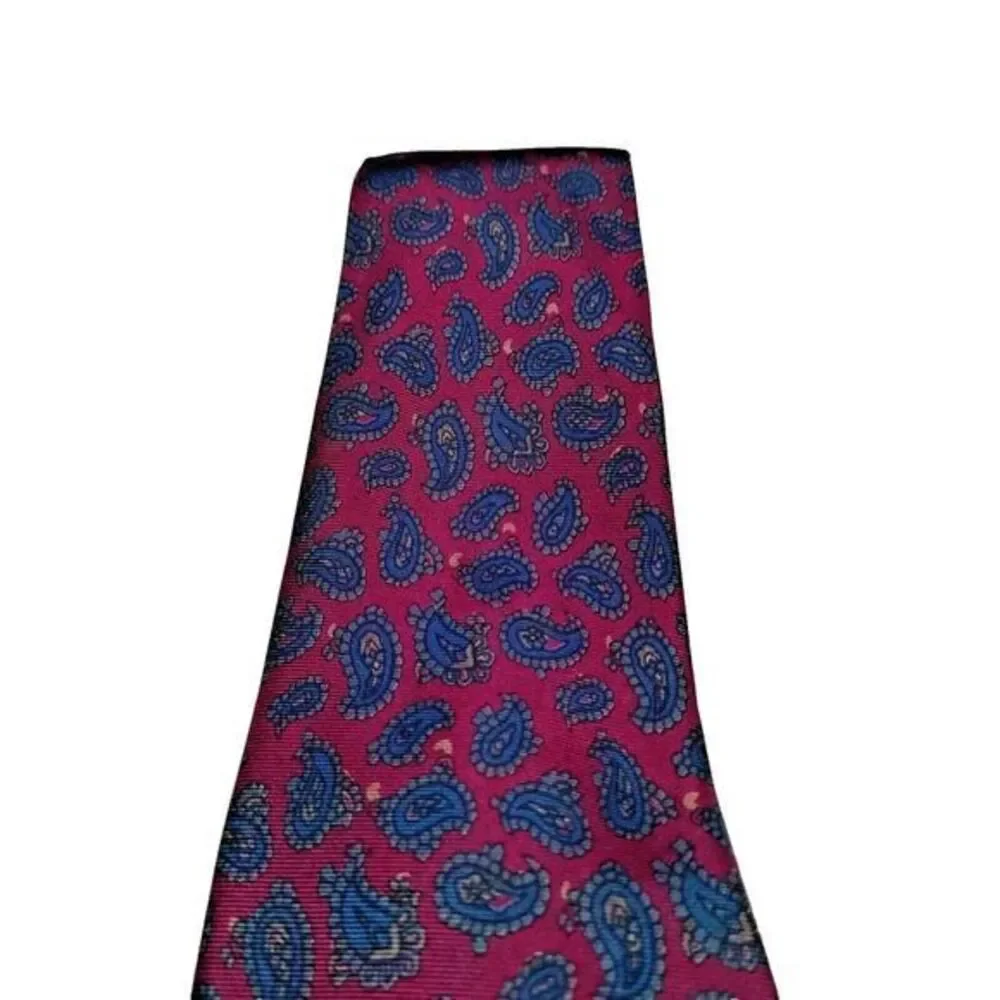 Shanghai‎ Tie Company Asian China Office Men Silk Tie Burgundy Paisley Design